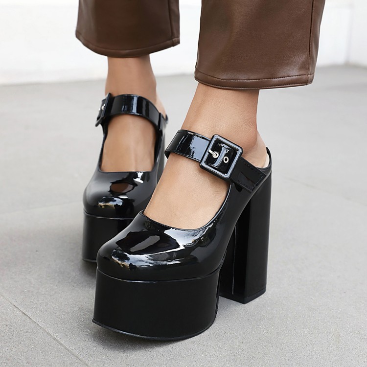 High Heel Chunky Heel Slide Sandals for Women