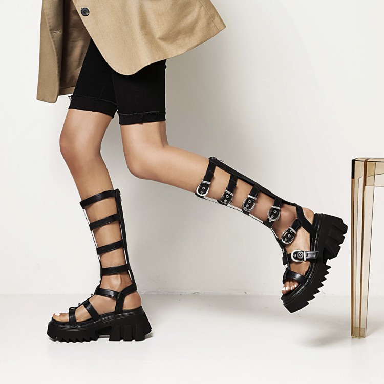 Women's Black PU Slide Sandals with Sequin and Rivet Details - Image 5