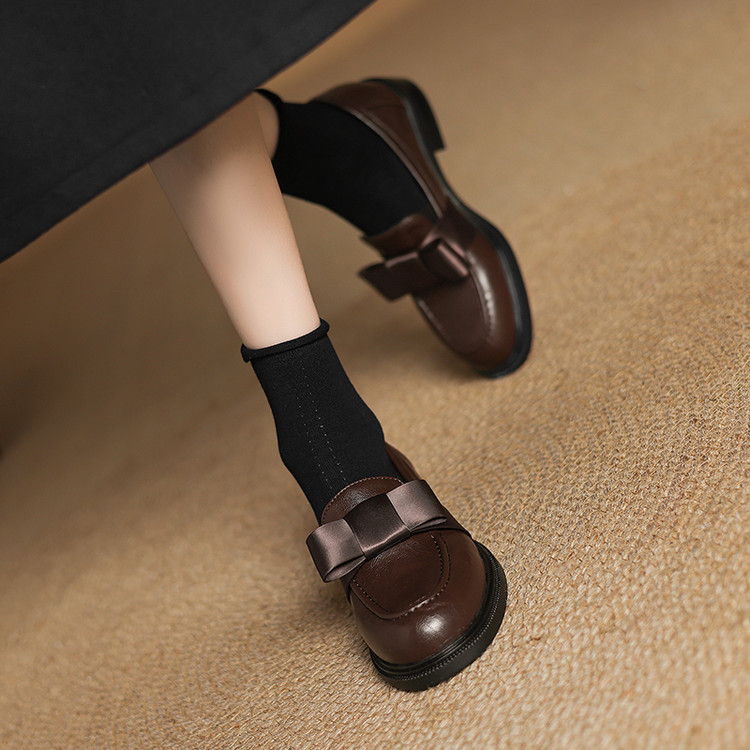 Deep Mouth Flat Shoes with Mid Chunky Heel and Round Toe - Style m.html - Image 2